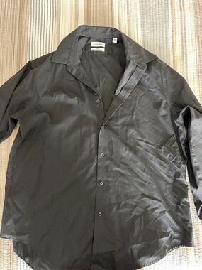 Calvin Klein Men's Black Lightweight Button-Up Shirt Jacket